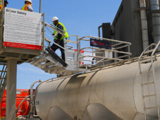 hopper truck safety stair with handrails