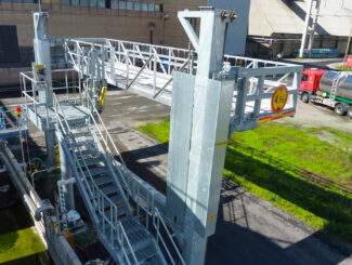 Steel Handrail on elevating platform for loading trucks and Iso containers