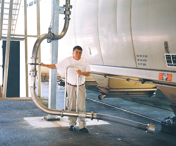 bottom unloading arm for hopper car rail cars.