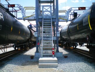 double fall protection rail car loading rack