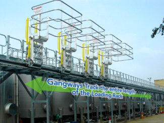 How to access the top of multiple trucks with tracking gangways and safety cages