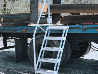 truck access ladder with handrail, flatbed truck access, aluminum construction, portable, lightweight